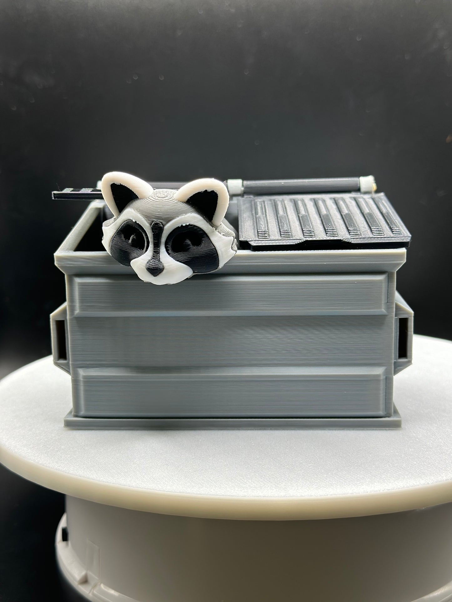 Dumpster Raccoon / Trash Can Panda Articulated Figure with Dumpster Included Decor Room