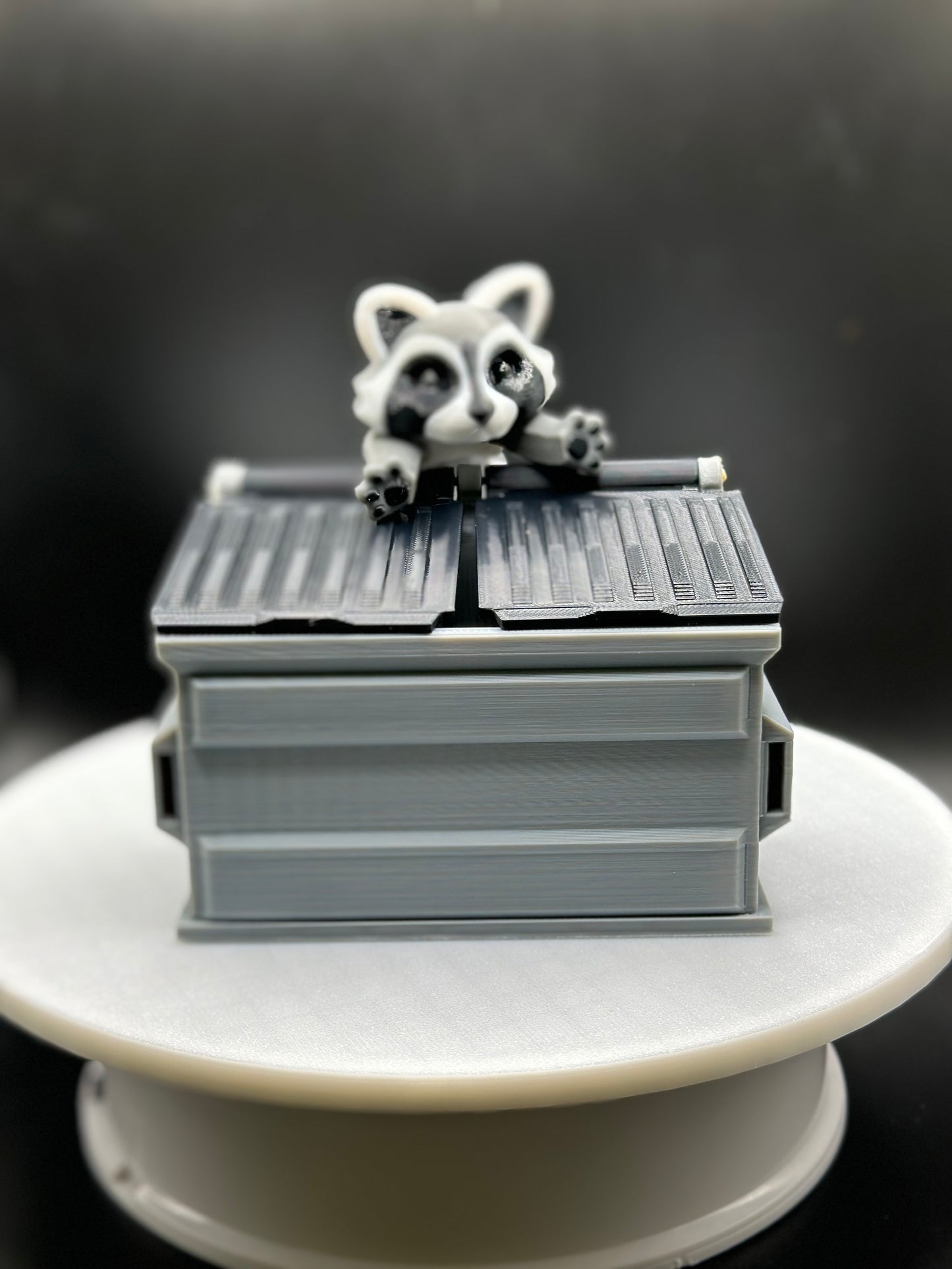 Dumpster Raccoon / Trash Can Panda Articulated Figure with Dumpster Included Decor Room