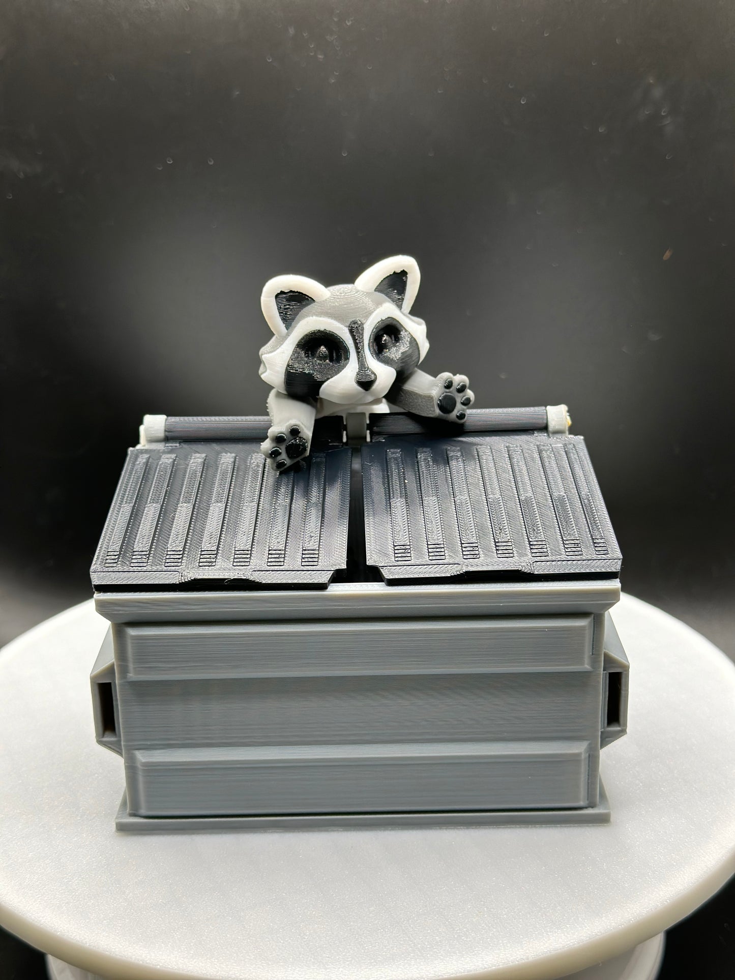 Dumpster Raccoon / Trash Can Panda Articulated Figure with Dumpster Included Decor Room